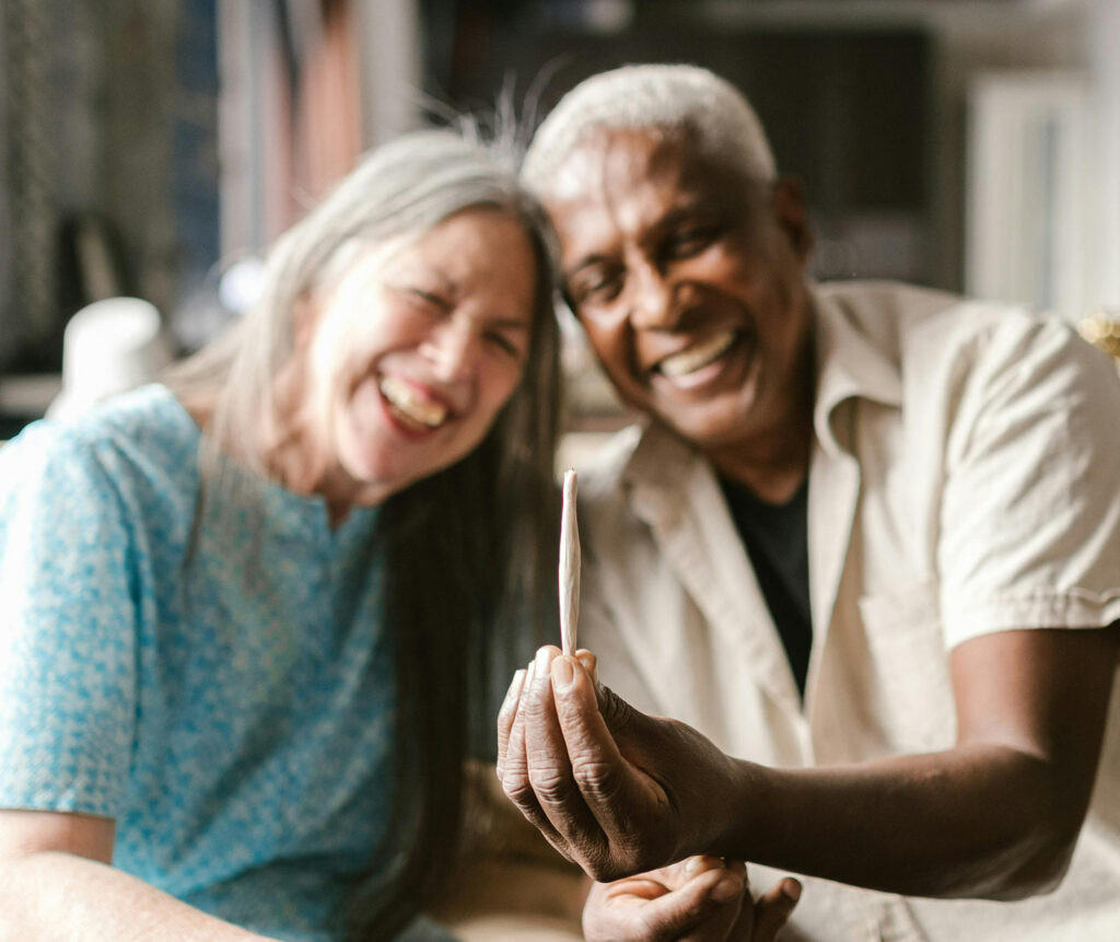 An adult couple getting ready to light up on 4/20